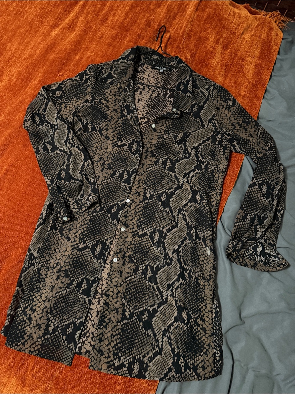 Linea Domani | Snake Print Button-Down Blouse | M